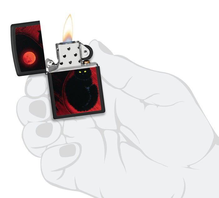 Zippo Black Cat Design Black Matte 48453