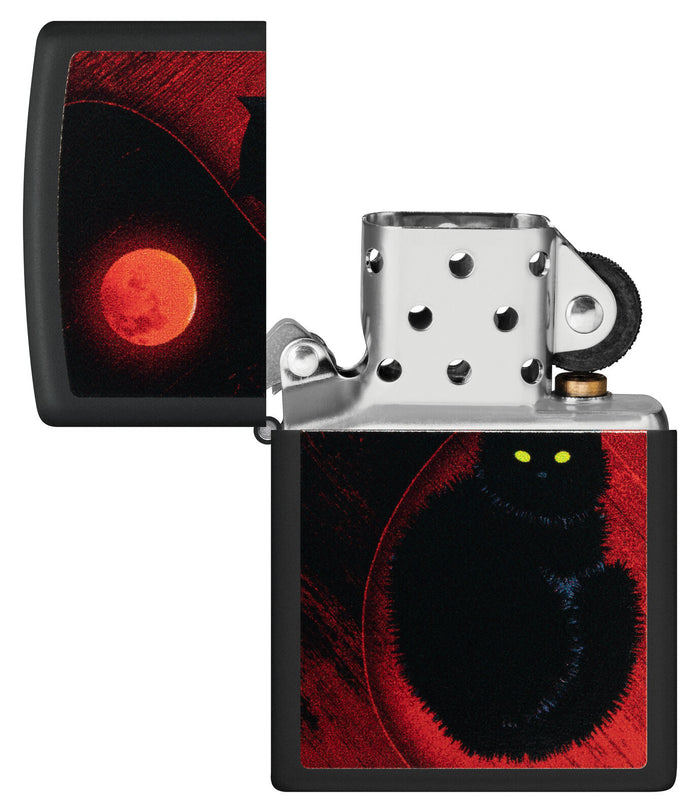 Zippo Black Cat Design Black Matte 48453