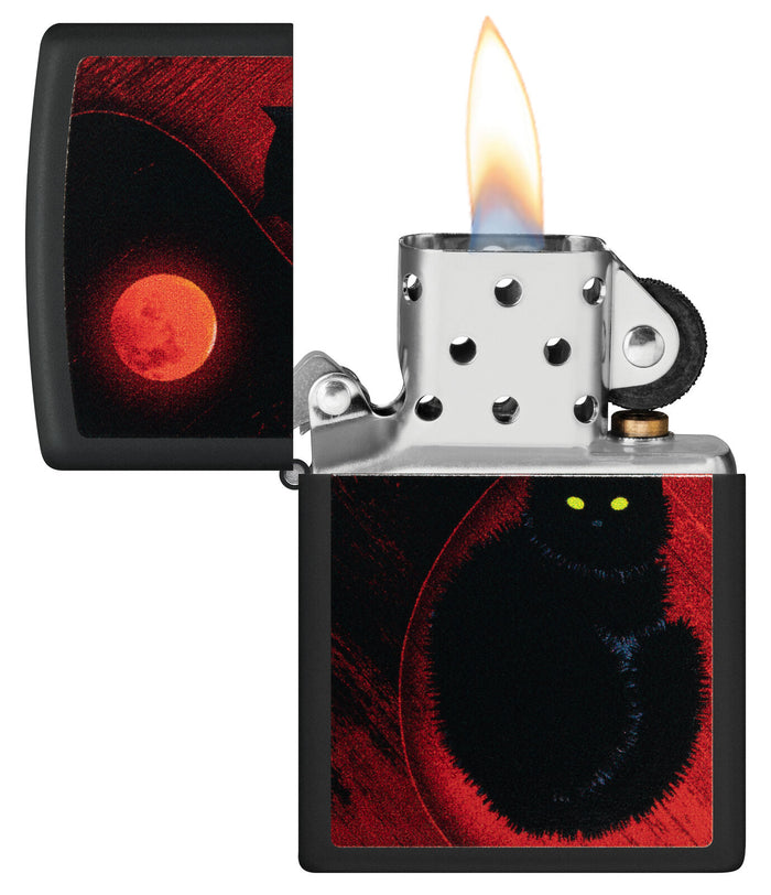 Zippo Black Cat Design Black Matte 48453