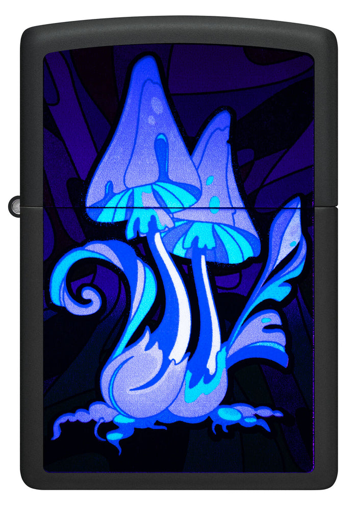 Zippo Black Light Trippy Mushgroom Black Matte 48386