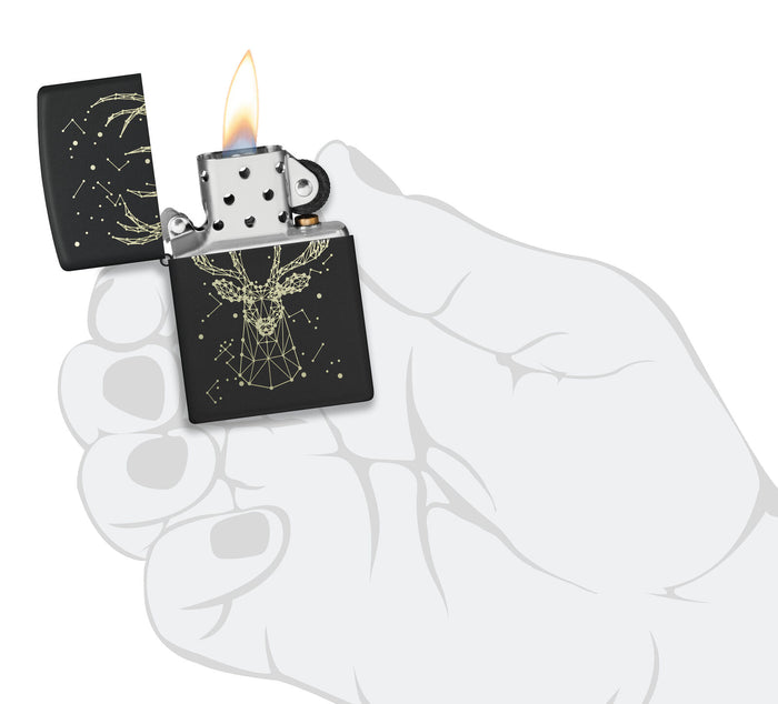 Zippo Deer Constellation Design Black Matte 48385