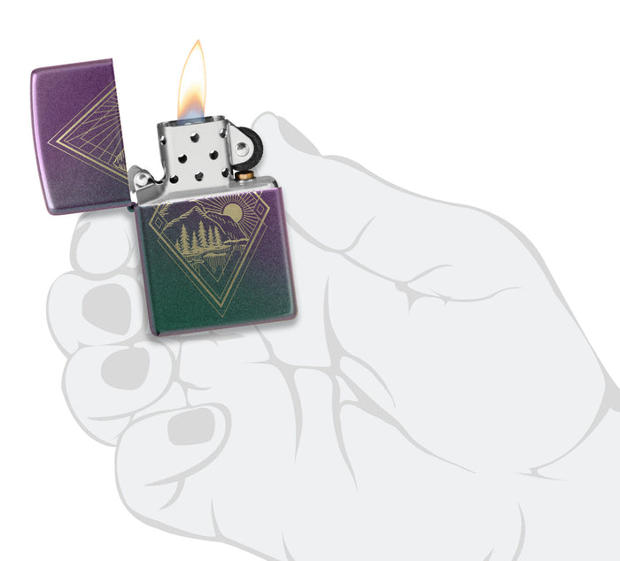Zippo Geometric Outdoor Design Iridescent 48382