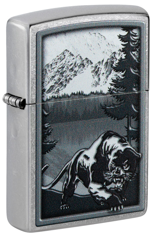 Zippo Mountain Lion Design Street Chrome 48381