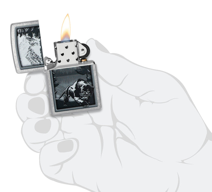 Zippo Mountain Lion Design Street Chrome 48381
