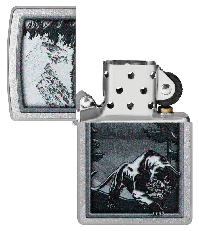 Zippo Mountain Lion Design Street Chrome 48381
