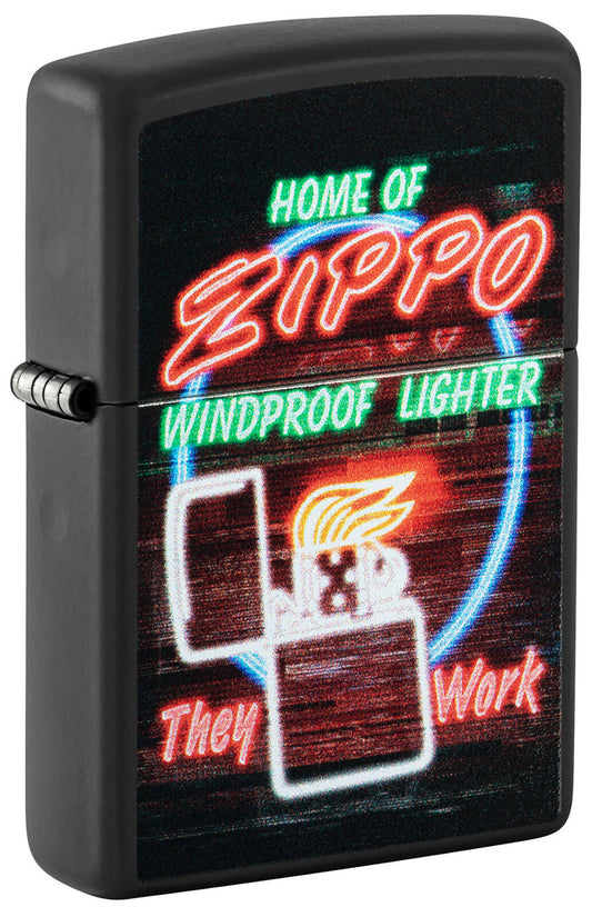 Zippo Neon Sign Design Black Matte 48455