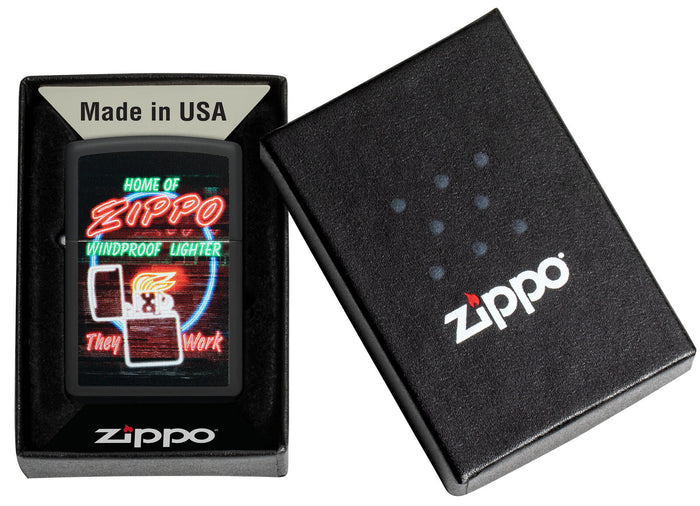 Zippo Neon Sign Design Black Matte 48455