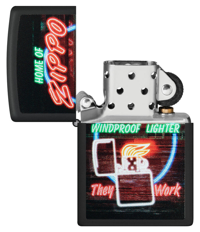 Zippo Neon Sign Design Black Matte 48455