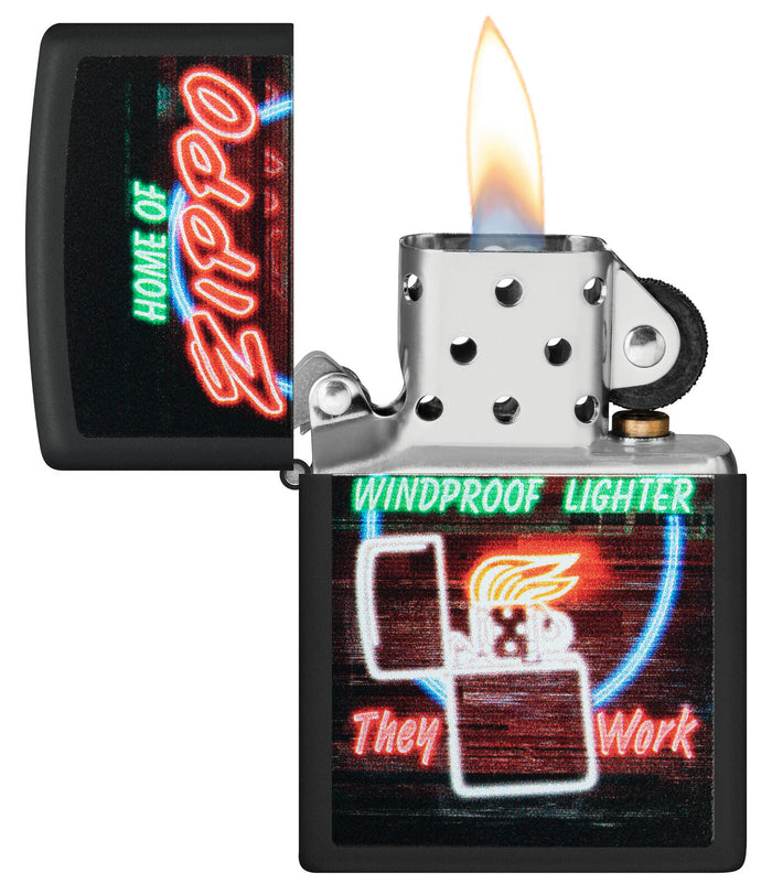 Zippo Neon Sign Design Black Matte 48455