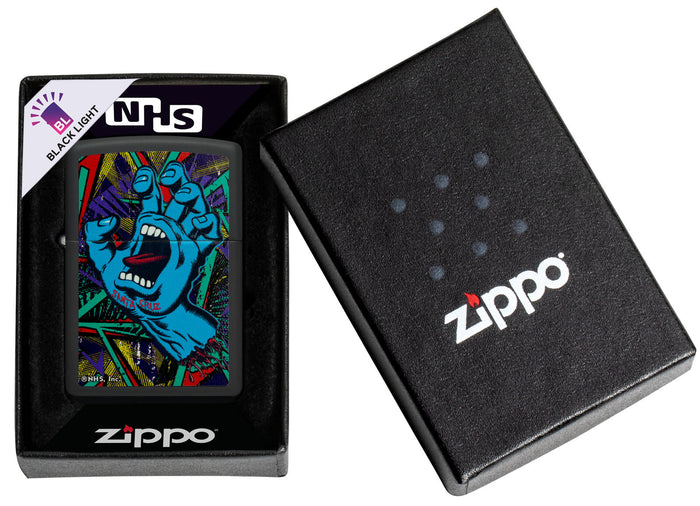 Zippo Santa Cruz Screaming Hand Black Light Black Matte 48415