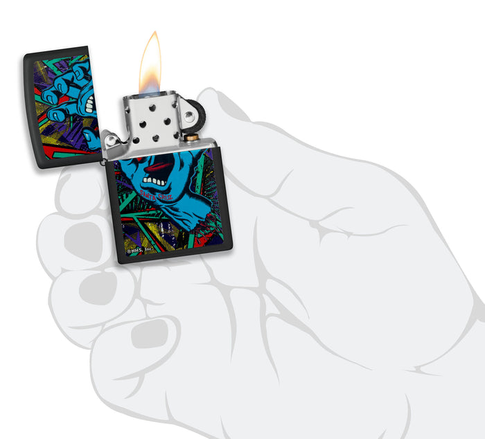 Zippo Santa Cruz Screaming Hand Black Light Black Matte 48415