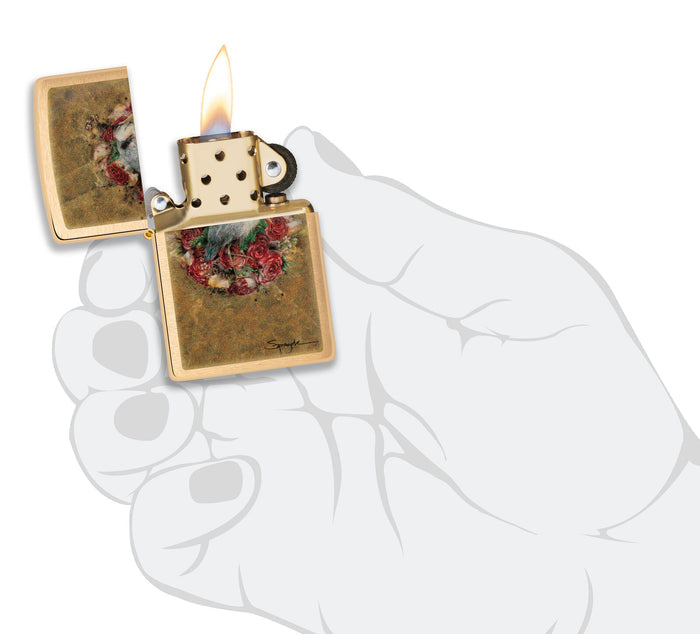 Zippo Spazuk Bird and Roses Design Brushed Brass 48329