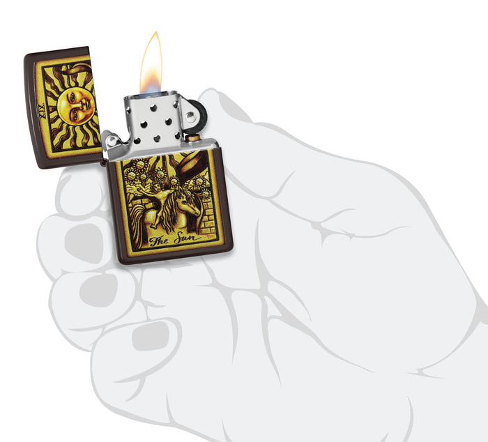 Zippo The Sun Tarot Card Design Brown 48452
