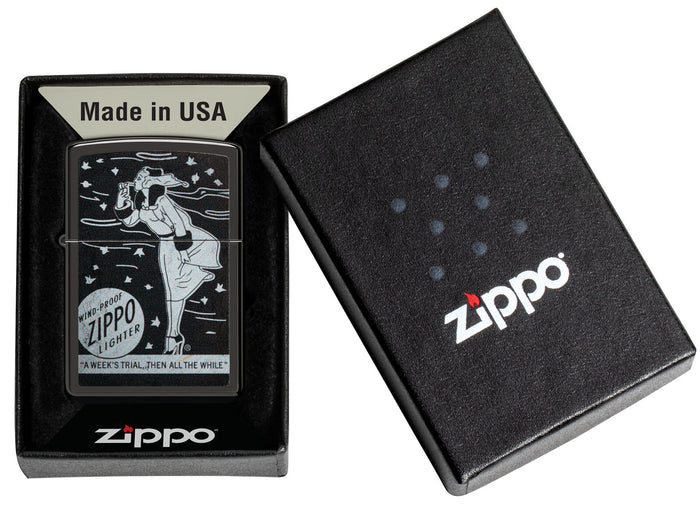 Zippo Windy Design High Polish Black 48456
