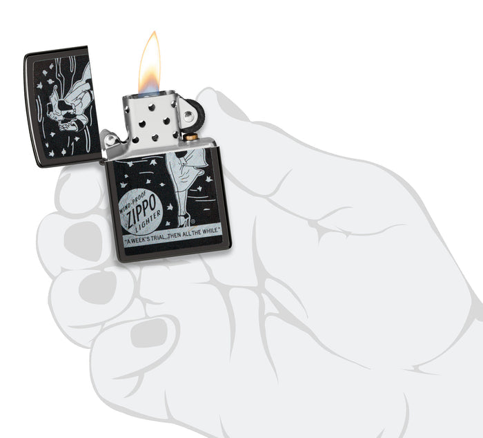 Zippo Windy Design High Polish Black 48456