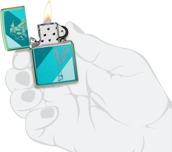 Zippo Windy Design High Polish Teal 48457